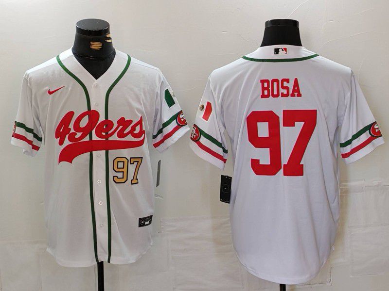 Men San Francisco 49ers 97 Bosa White Joint Name 2024 Nike Limited NFL Jersey style 2